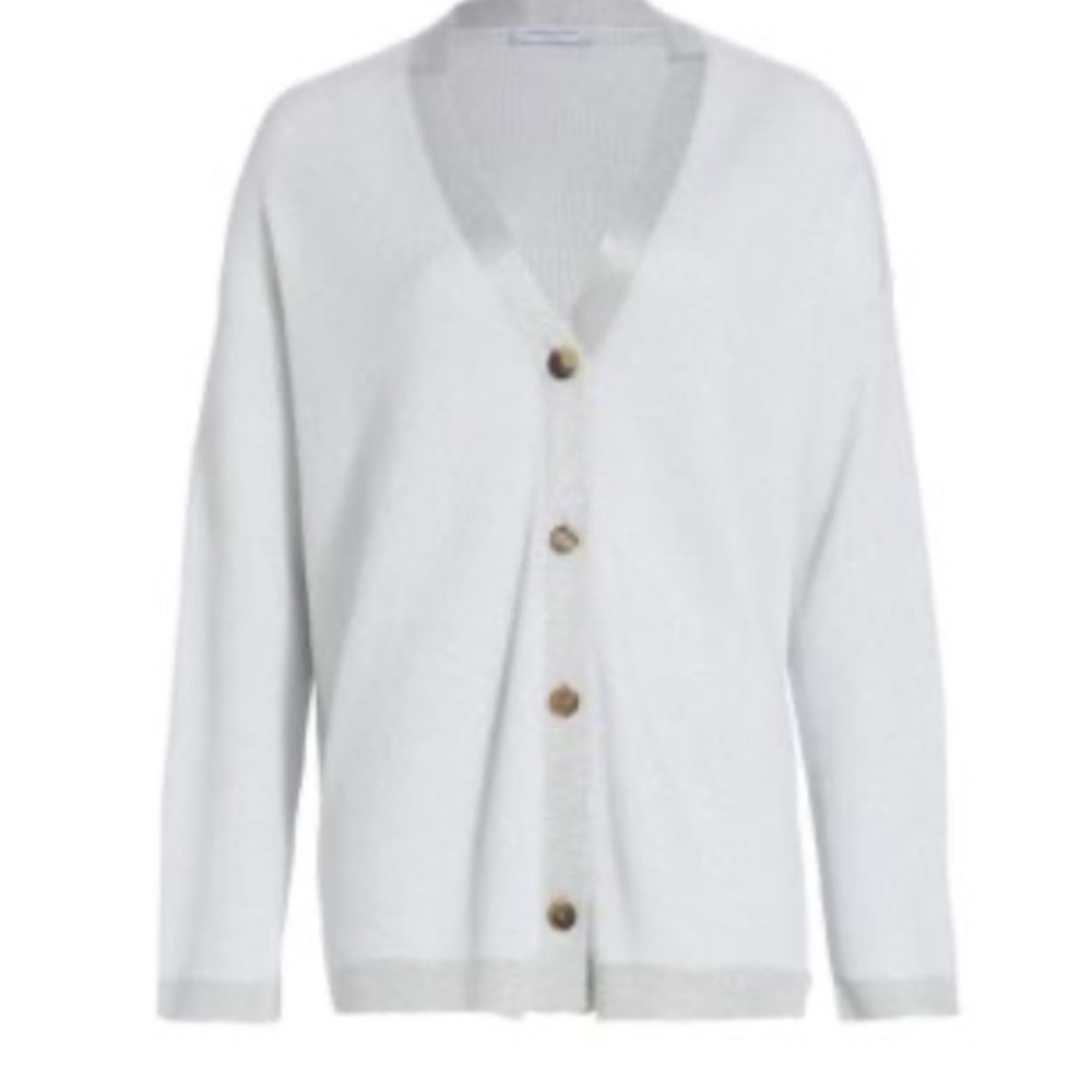 White V-Neck Cardigan/Oversized Glittery
Ribbed Cardigan